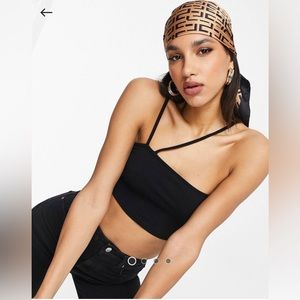 ASOS DESIGN polysatin medium headscarf in monogram print